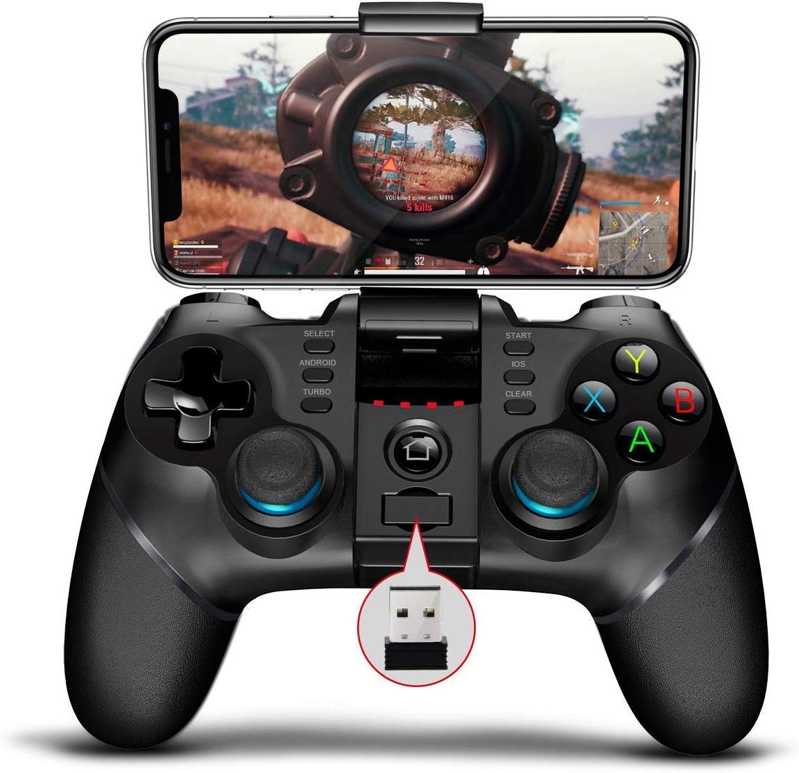 Gamepad bluetooth 4-6 inch, controller PUBG Fortnite, iOS, Android, PC, turbo, iPega - imagine 10
